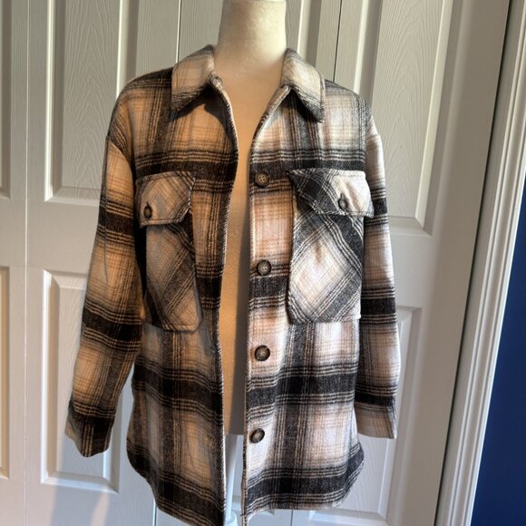 Ashley By 26 International Outerwear Plaid Flannel Jacket Shacket Size Small - Picture 5 of 6